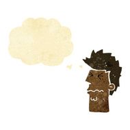 cartoon stressed out face with thought bubble