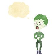 cartoon zombie girl with thought bubble