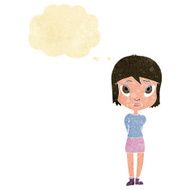 cartoon shy girl with thought bubble N2