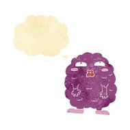 funny cartoon monster with thought bubble N2