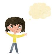 cartoon happy girl with thought bubble N18