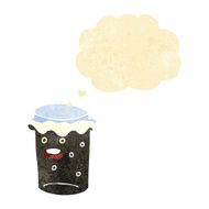 cartoon glass of stout beer with thought bubble