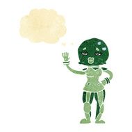 cartoon female astronaut with thought bubble N6