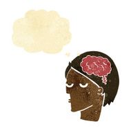 cartoon head with brain symbol thought bubble N5