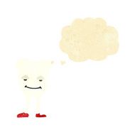 cartoon happy tooth with thought bubble N7