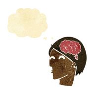 cartoon head with brain symbol thought bubble N6