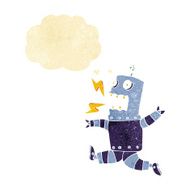 cartoon terrified robot with thought bubble