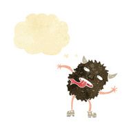 funny cartoon monster with thought bubble N6