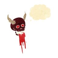 cartoon spooky halloween skull with thought bubble