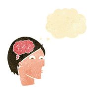 cartoon head with brain symbol thought bubble N8
