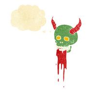 cartoon spooky halloween skull with thought bubble N2