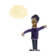 cartoon vampire man with thought bubble N14