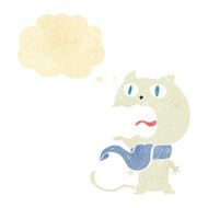 cartoon frightened cat with thought bubble N2