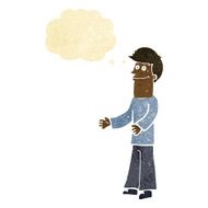 cartoon man shrugging shoulders with thought bubble N4