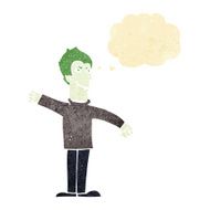 cartoon vampire man with thought bubble N15