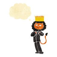 cartoon king of the beasts with thought bubble