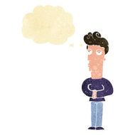 cartoon jaded man with thought bubble N4