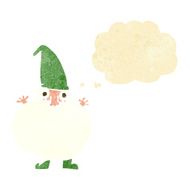 cartoon tiny santa with thought bubble