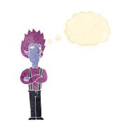 cartoon vampire man with thought bubble N16
