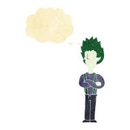 cartoon vampire man with thought bubble N18