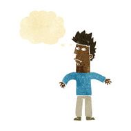 cartoon confused man with thought bubble N7