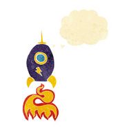cartoon spaceship with thought bubble N5