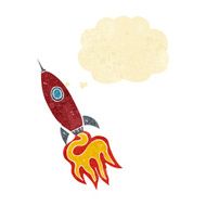 cartoon spaceship with thought bubble N6