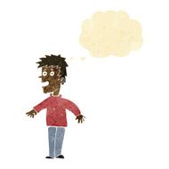 cartoon happy boy with thought bubble N25