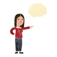 cartoon woman pointing with thought bubble N33