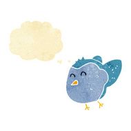 cartoon bird with thought bubble N39