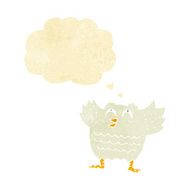 cartoon black bird with thought bubble