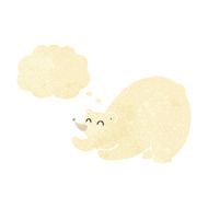 cartoon stretching polar bear with thought bubble