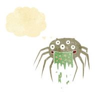 cartoon gross halloween spider with thought bubble