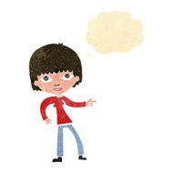 cartoon woman pointing with thought bubble N34