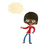 cartoon woman pointing with thought bubble N35