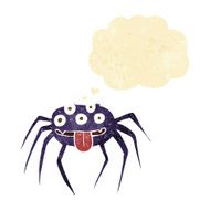 cartoon gross halloween spider with thought bubble N2