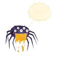 cartoon gross halloween spider with thought bubble N3