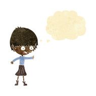 cartoon woman stressing out with thought bubble N2