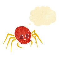 cartoon spooky halloween skull spider with thought bubble
