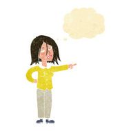 cartoon woman pointing with thought bubble N36