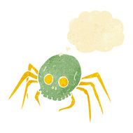 cartoon spooky halloween skull spider with thought bubble N2
