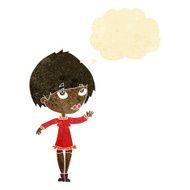 cartoon woman waving with thought bubble N62
