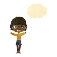 cartoon woman waving with thought bubble N64
