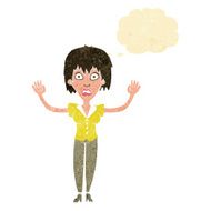 cartoon woman stressing out with thought bubble N3