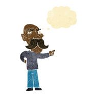 cartoon annoyed old man pointing with thought bubble
