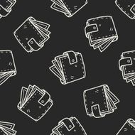 wallet doodle drawing seamless pattern background N4
