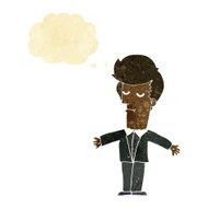 cartoon bored man with thought bubble N6
