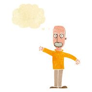 cartoon angry old man with thought bubble N25