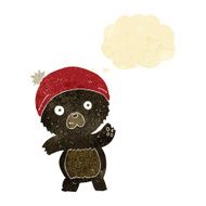 cute cartoon black bear with thought bubble N6