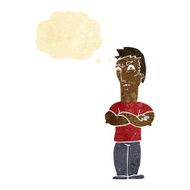 cartoon annoyed man with folded arms thought bubble N2